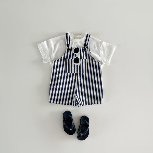 Baby/Toddler Stripe Cotton Shortalls (1-6y)- 2 Colors