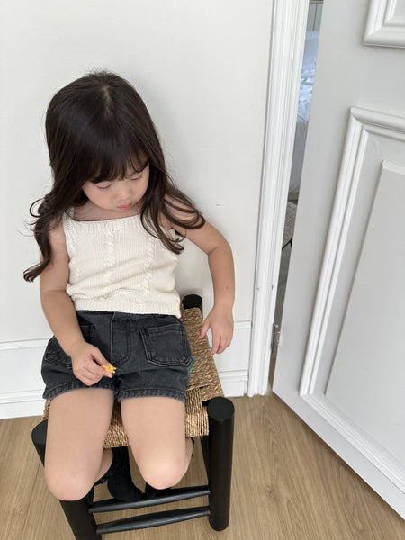 Toddler Sleeveless Cotton Knit Top (2-5y) - Cream - AT NOON STORE