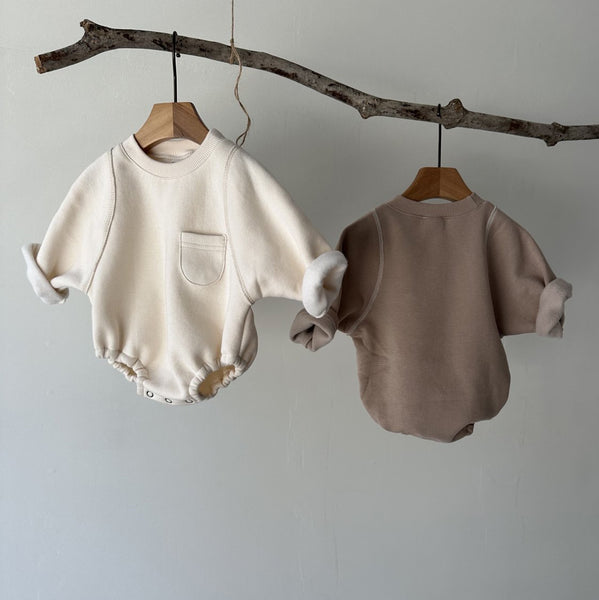 Baby Brushed Cotton Stitch Romper (0-24m) - 2 Colors