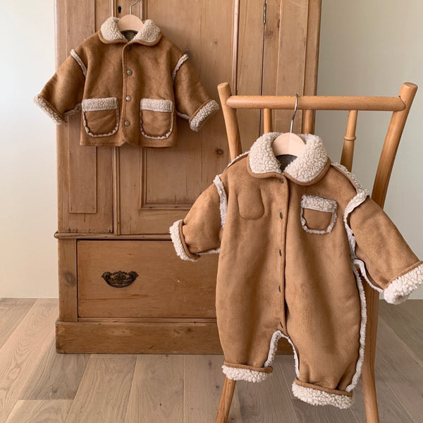 Baby Faux Suede Shearling Reversible Jumpsuit (3-24m)