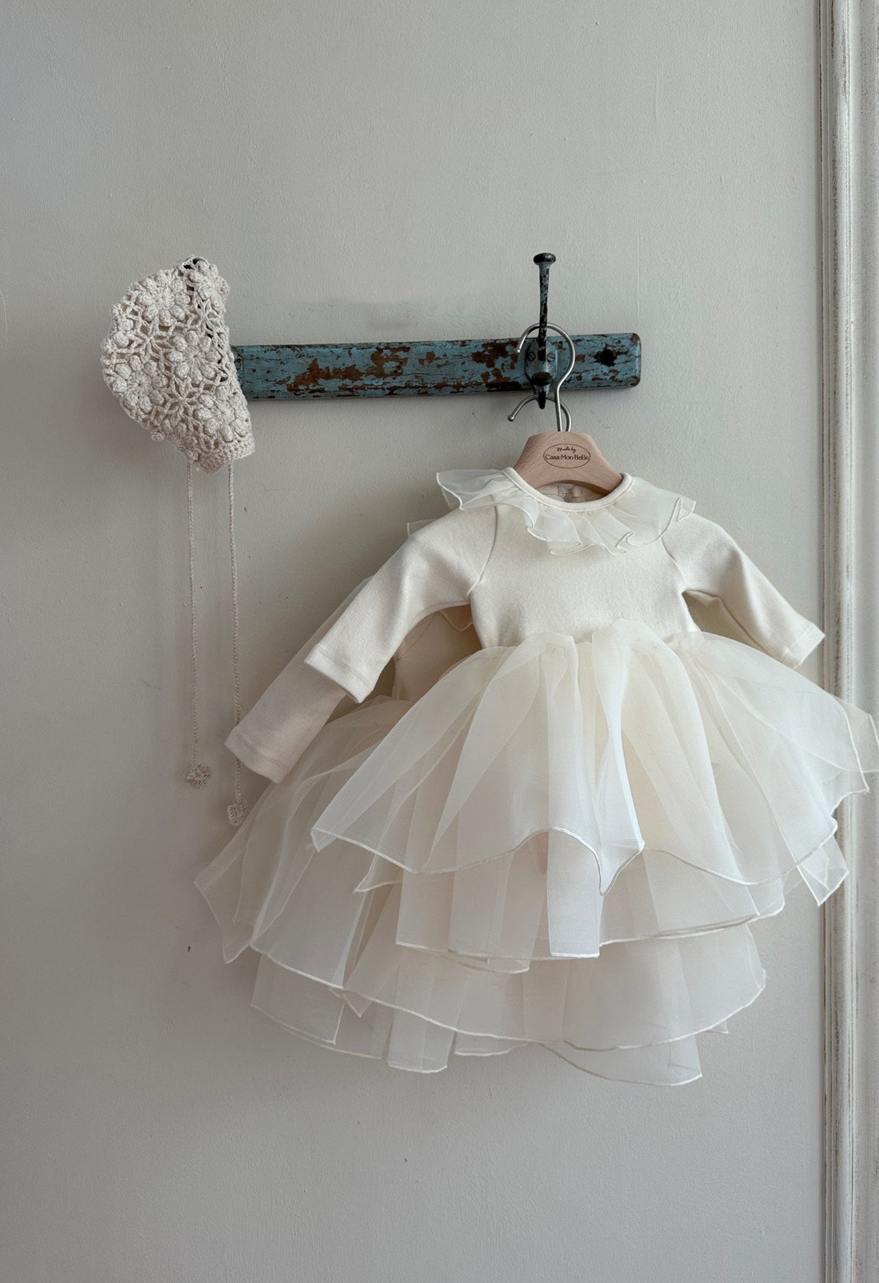 Baby Toddler Monbebe Ruffle Collar Tutu (3m-6y) - Cream - AT NOON STORE