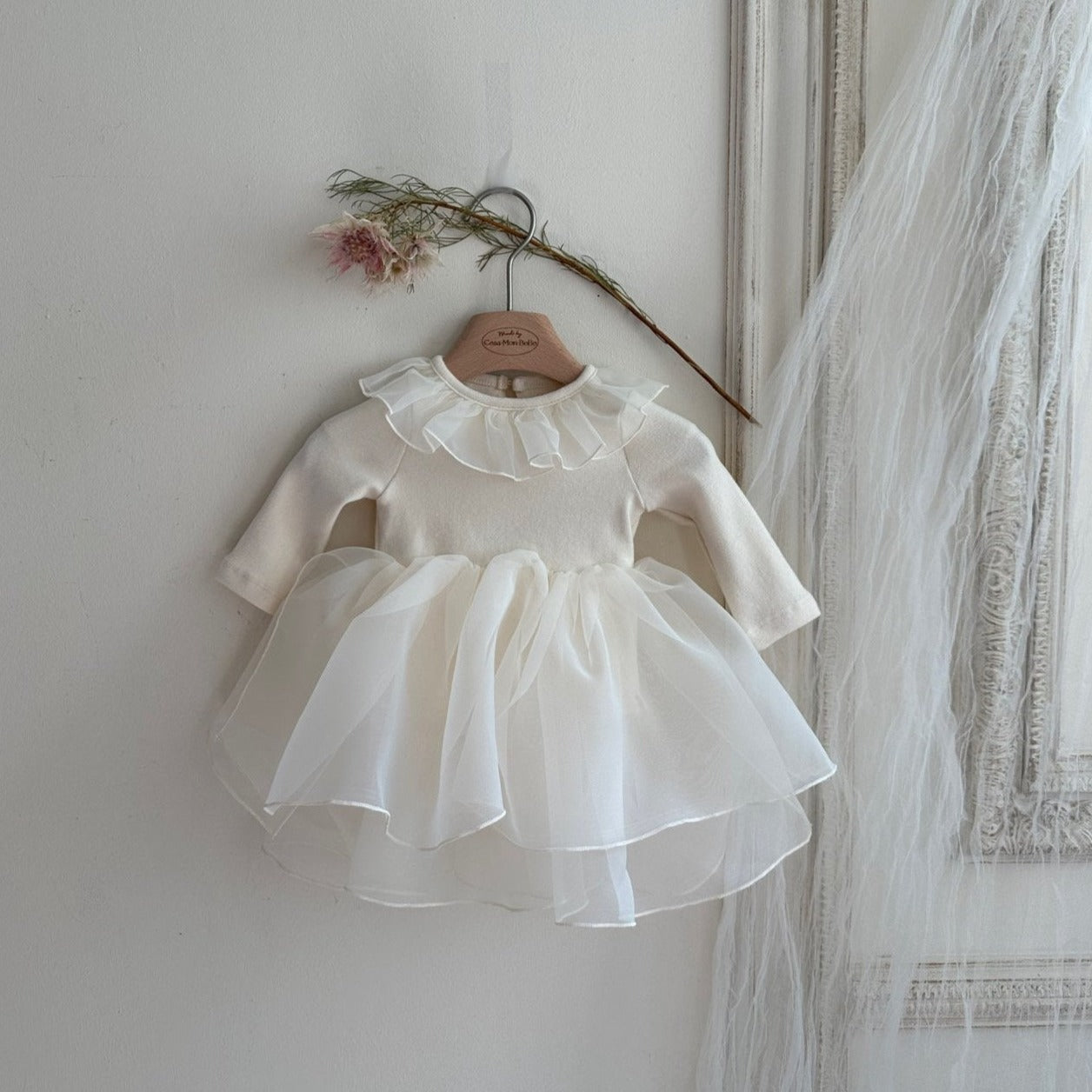 Baby Toddler Monbebe Ruffle Collar Tutu (3m-6y) - Cream - AT NOON STORE