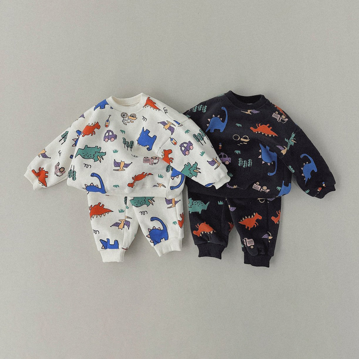 Kids Brushed Cotton Dino Sweatshirt & Jogger Pants Set (1-6y) - 2Colors - AT NOON STORE