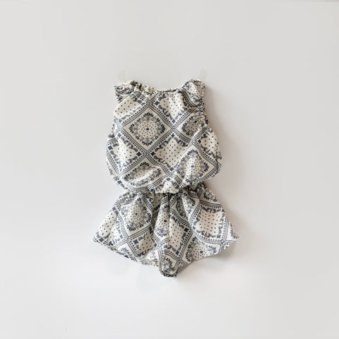 Toddler Seersucker Print Sleeveless Top and Shorts Set (2-5y) - Paisley - AT NOON STORE