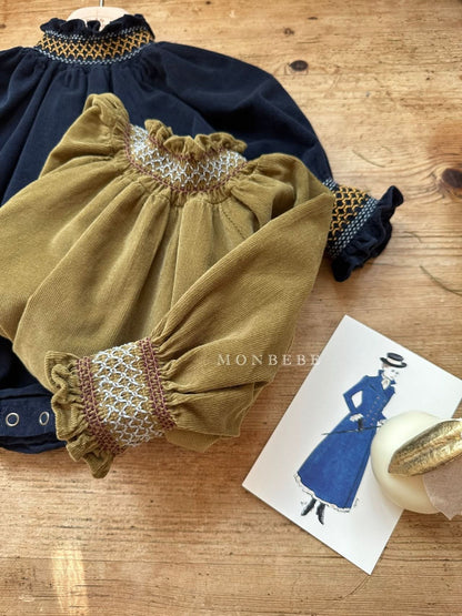 Baby Monbebe Embroidered Smocked Romper (3-24m) - 2 Colors - AT NOON STORE