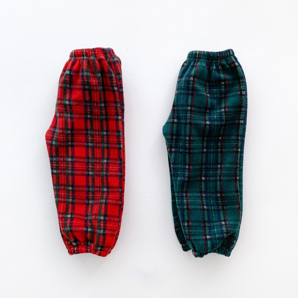 Toddler Tartan Plaid Fleece Jogger Pants (2-6y) - 2 Colors - AT NOON STORE