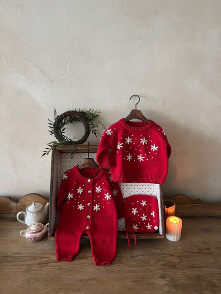 Toddler  Snow Embroidered Sweater (1-6y) - Red