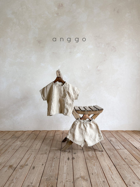 Toddler Anggo Short Sleeve Button Top and Shorts Set (1-5y)