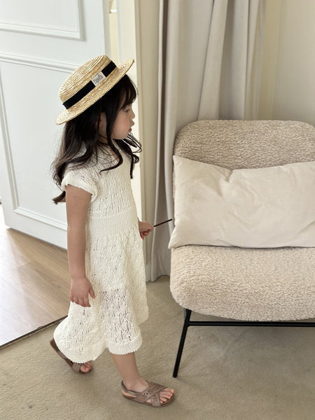 Toddler Crochet Knit Dress and Cami Set (2-5y) - Cream