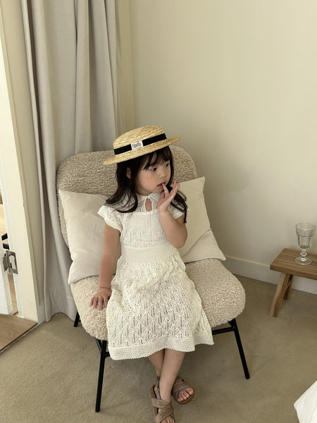 Toddler Crochet Knit Dress and Cami Set (2-5y) - Cream - AT NOON STORE