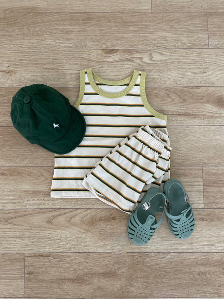 Toddler Stripe Tank Top and Shorts Set (1-5y) - Green