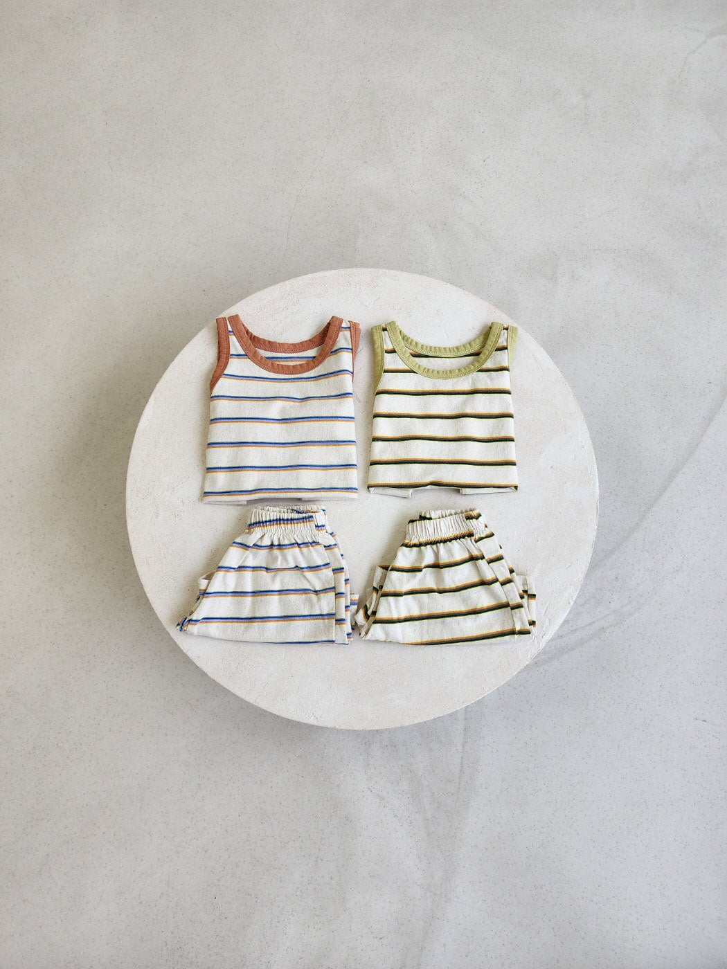 Toddler Stripe Tank Top and Shorts Set (1-5y) - Orange - AT NOON STORE