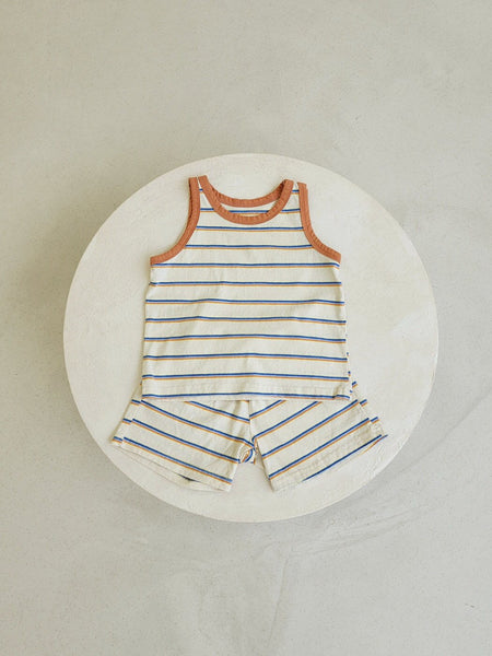 Toddler Stripe Tank Top and Shorts Set (1-5y) - Orange - AT NOON STORE