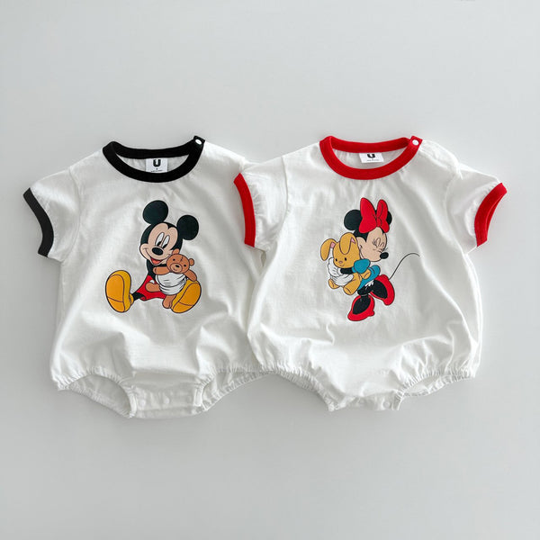 Baby Hug Mickey/Minnie Short Sleeve Romper (6-24m) - 2 Colors