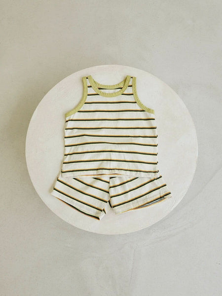 Toddler Stripe Tank Top and Shorts Set (1-5y) - Green