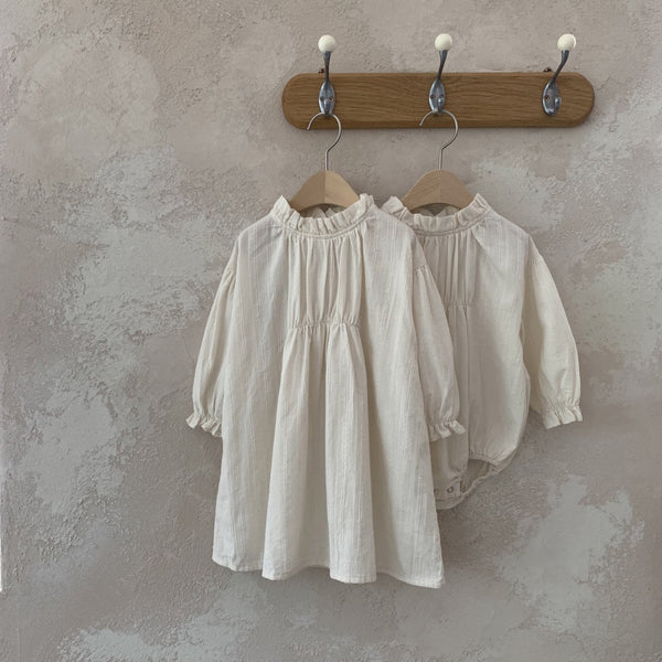 Baby Pintuck Bubble Romper (3-18m) - Ivory