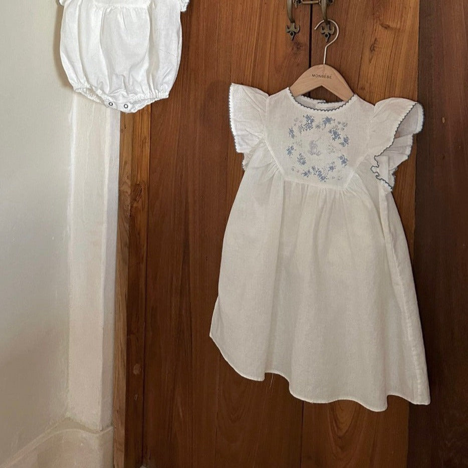 Girls Monbebe Stitched Edge Bunny Print Dress (1-5y)