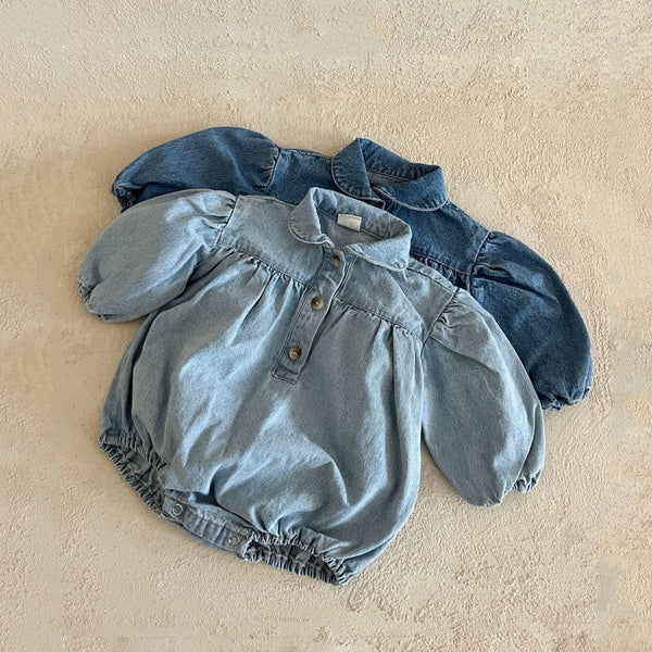 Baby Lala  Denim Peter Pan Collar Romper (0-24m) - 2 Colors