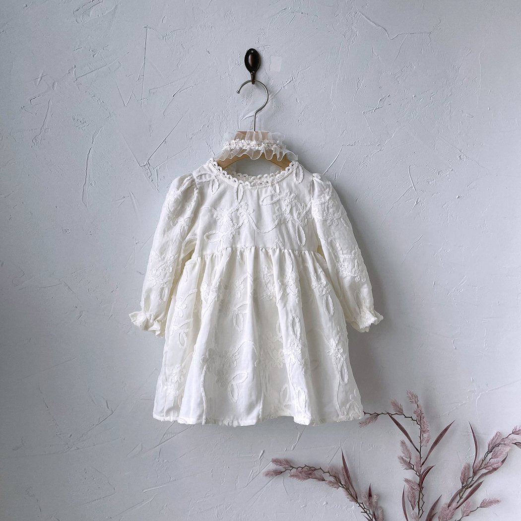 Toddler Velour Embroidery Dress (3m-5y) - Ivory - AT NOON STORE