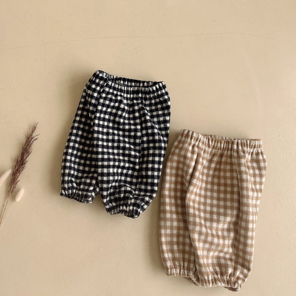 Baby Fleece Gingham Jogger Pants (3-18m) -2 Colors - AT NOON STORE