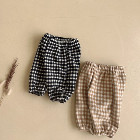 Baby Fleece Gingham Jogger Pants (3-18m) -2 Colors