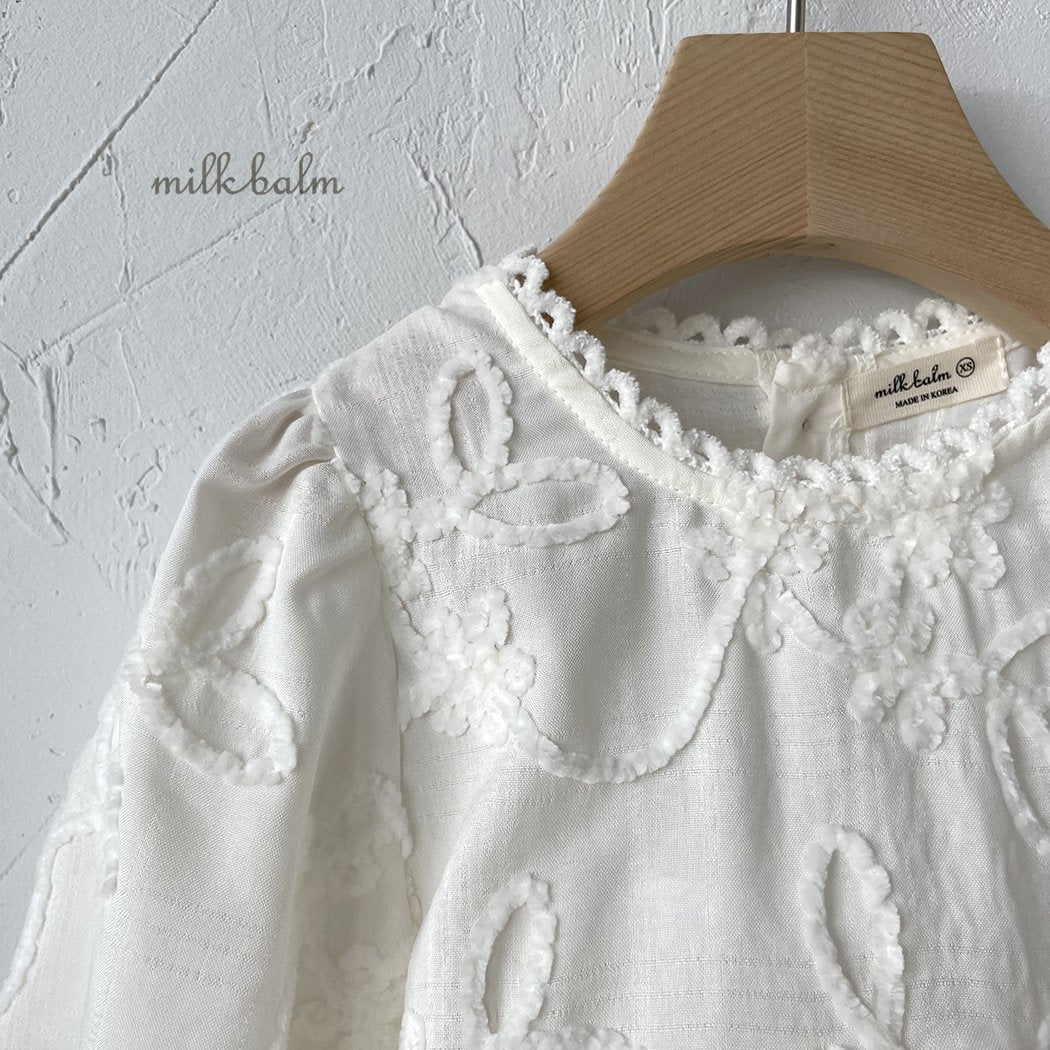 Toddler Velour Embroidery Dress (3m-5y) - Ivory - AT NOON STORE