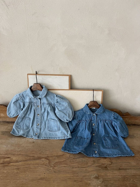 Toddler Denim Peter Pan Collar Dress (1-6y) - 2 Colors