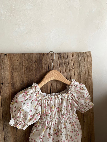 Baby Ann Short Puff Sleeve Floral Romper  (3-17m)