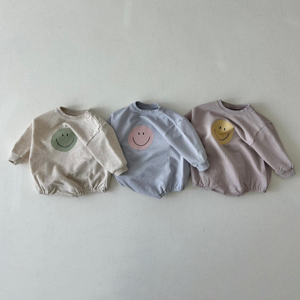 Baby Land F23 Smiley Face Sweatshirt Romper (4-15m) - 3 Colors