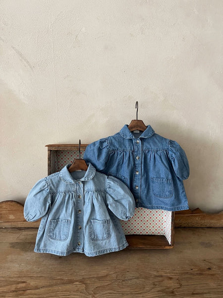 Toddler Denim Peter Pan Collar Dress (1-6y) - 2 Colors