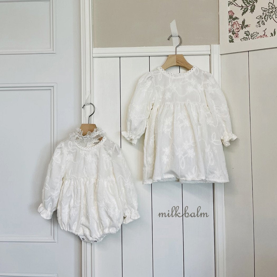 Toddler Velour Embroidery Dress (3m-5y) - Ivory - AT NOON STORE