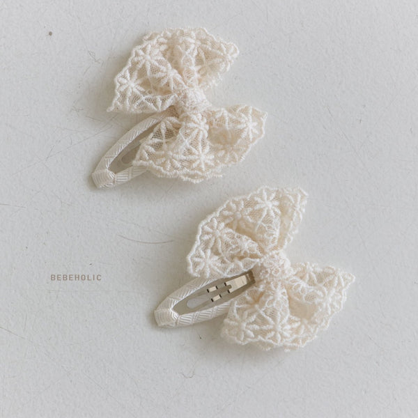 Baby BH Lace Bow 2PK Hair Clips - 3 Colors