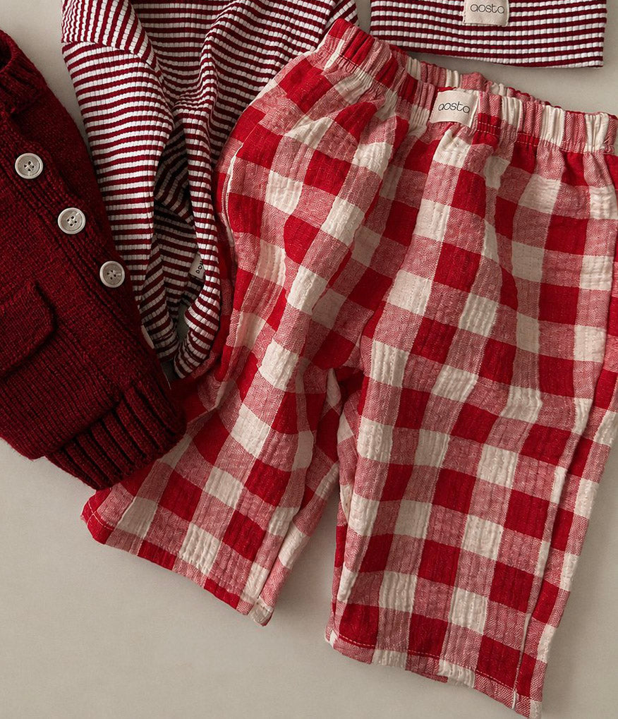 Baby/Toddler Aosta F26 Cotton Pull-on Pants (3m-5y) - Red Plaid
