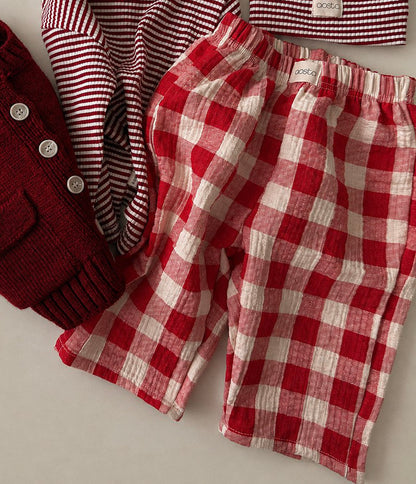Baby/Toddler Aosta F26 Cotton Pull-on Pants (3m-5y) - Red Plaid