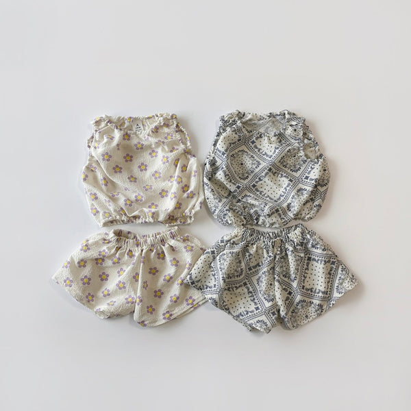 Toddler Seersucker Print Sleeveless Top and Shorts Set (2-5y) - Paisley