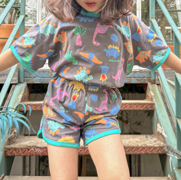 Kids Dino Graphic Print T-Shirt and Shorts Set (1-5y) - 2 Colors