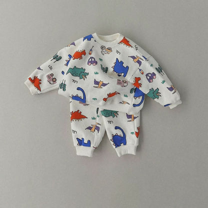 Kids Brushed Cotton Dino Sweatshirt & Jogger Pants Set (1-6y) - 2Colors - AT NOON STORE