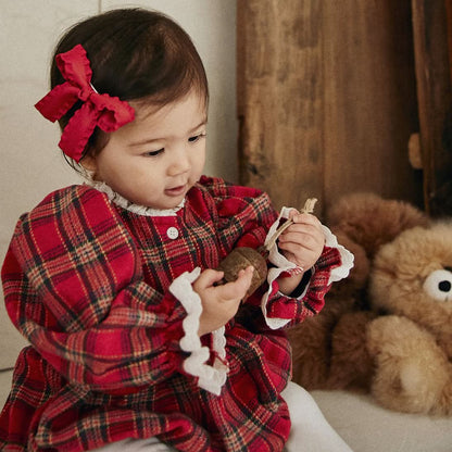 Baby Lace Detail Red Tartan Romper  (3m-18m) - AT NOON STORE