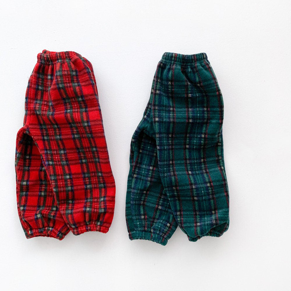 Toddler Tartan Plaid Fleece Jogger Pants (2-6y) - 2 Colors - AT NOON STORE