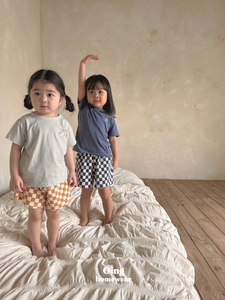 Toddler Graphic Print T-Shirt and Checker Shorts Set (3-4y) - Mustard Shorts