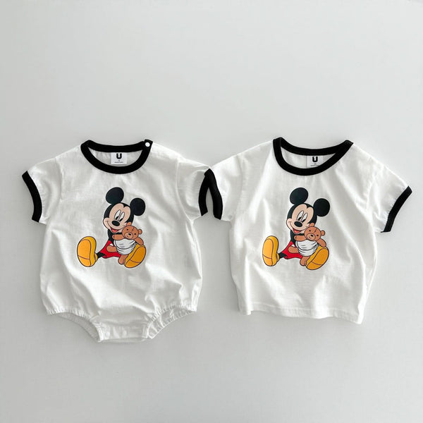 Baby Hug Mickey/Minnie Short Sleeve Romper (6-24m) - 2 Colors