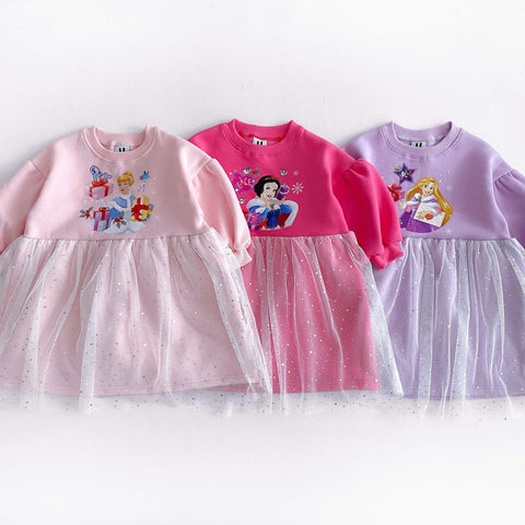 Toddler Puff Sleeve Princess Dress (2-6y) - 3 Colors