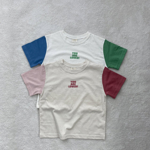 Toddler Colorblock Short Sleeve You are loved Oversized Tee (2-7y) - 2 Colors