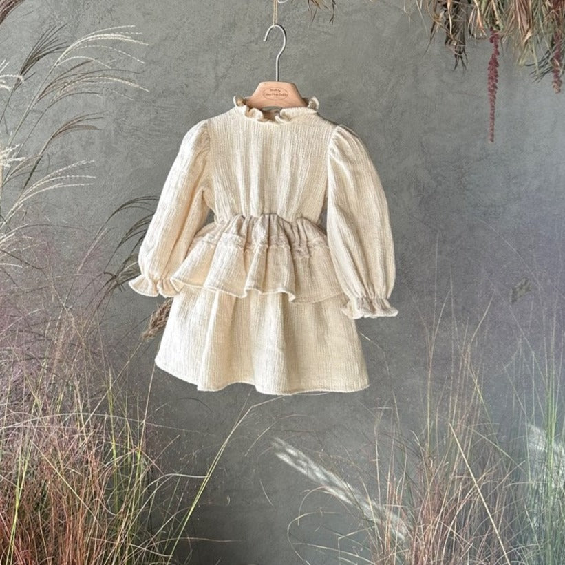 Toddler Monbebe Mary Ruffle Detail  Dress (1-6y) - Cream