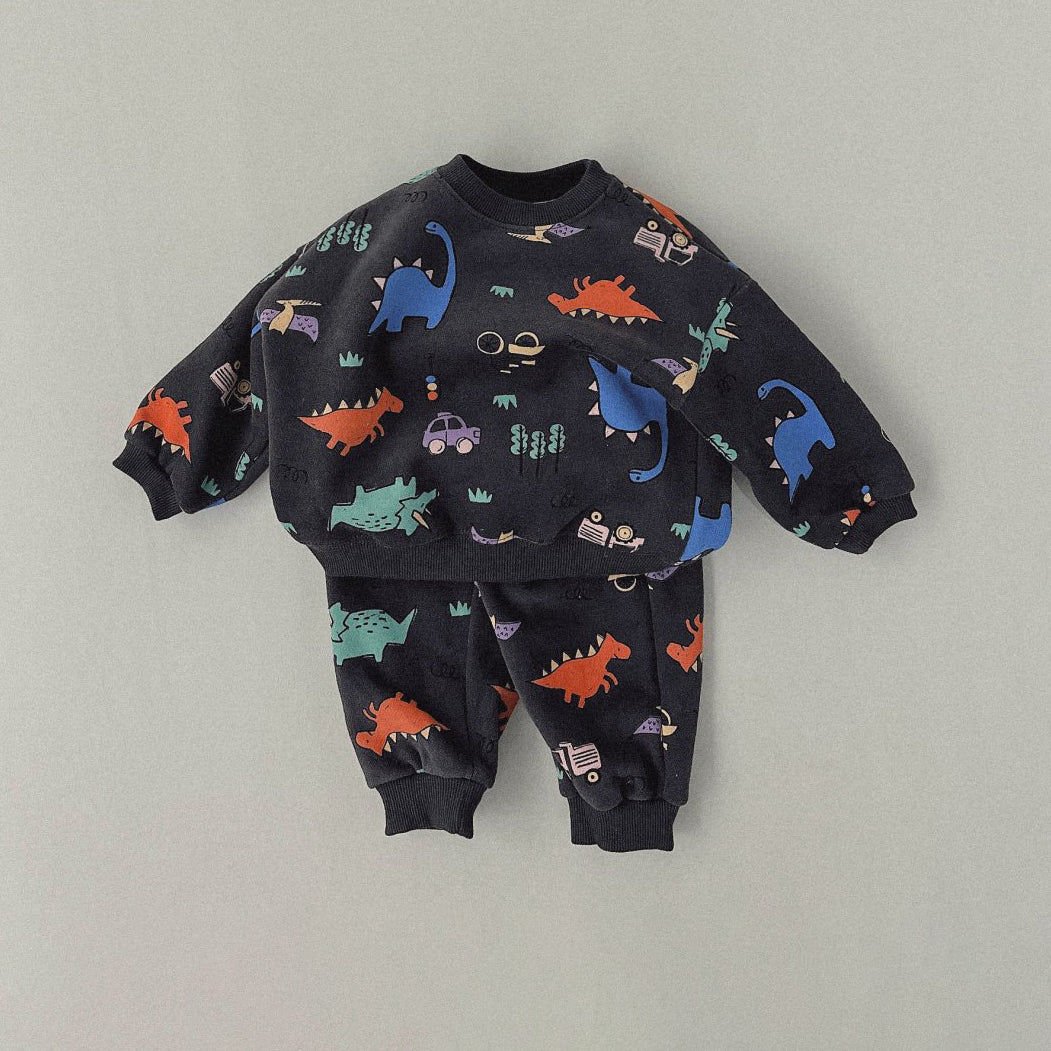 Kids Brushed Cotton Dino Sweatshirt & Jogger Pants Set (1-6y) - 2Colors - AT NOON STORE