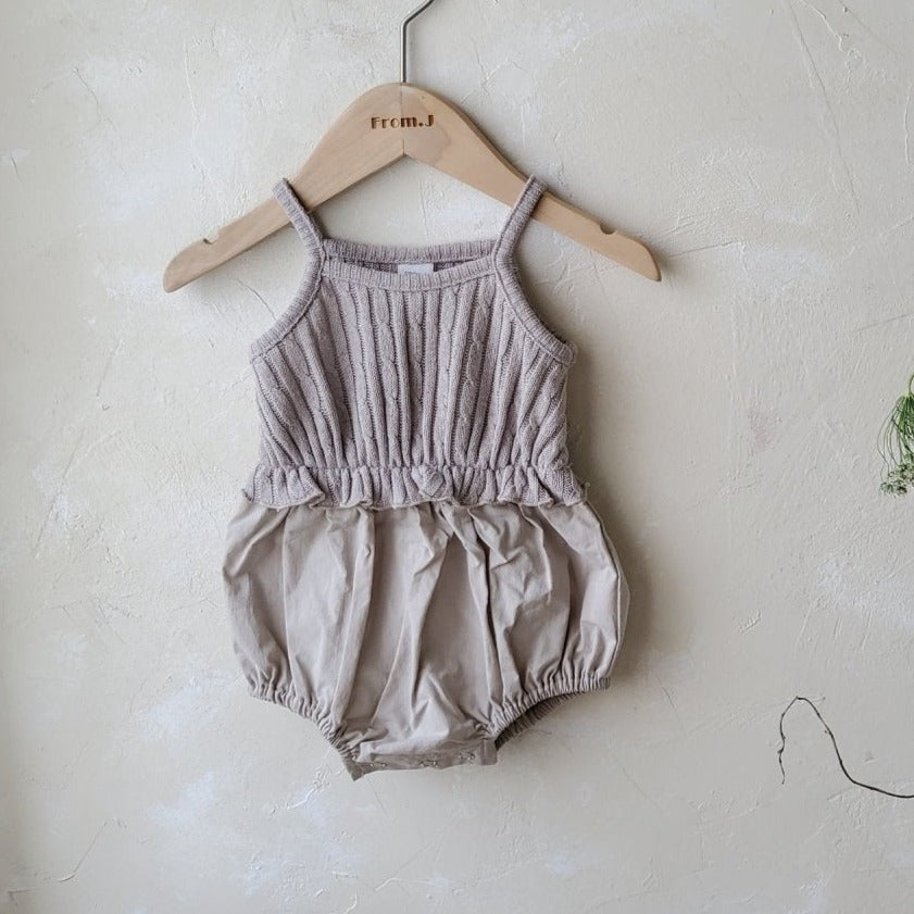 Baby Cable Knit Sleeveless Top Romper (3-18m) - Beige - AT NOON STORE