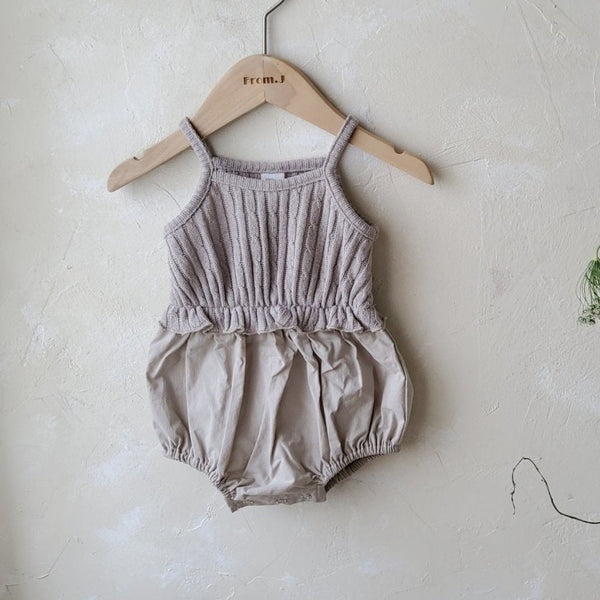 Baby Cable Knit Sleeveless Top Romper (3-18m) - Beige
