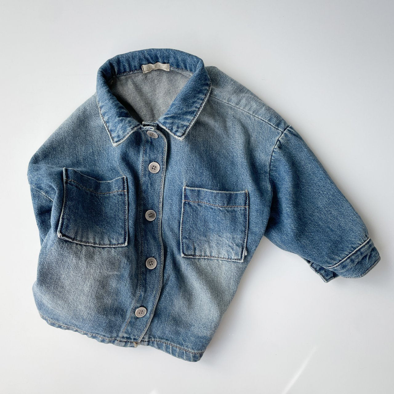 Toddler Long Sleeve Washed Denim Jacket (1-6y) - Blue - AT NOON STORE