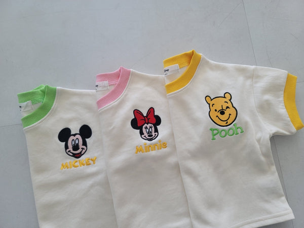 Toddler Disney Friends Embroidery Short Sleeve Top and Shorts Set (18m-6y) - 3 Colors
