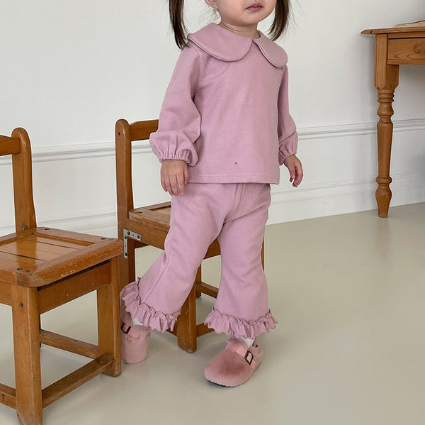 Baby Peter Pant Collar Top and Flare Pants Set (6m-3y) - Pink